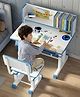 Purple Tots Multi-Functional Kids Study Table & Chair Set with Adjustable Height and Storage Astronaut Desk Print - Blue