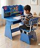 Purple Tots Wooden Kids Study Table & Chair Set with Abacus and Learning Clock Disney Mickey & Friends Cartoon Print - Blue