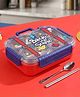 Purple Tots  3 Compartment 304 Stainless Steel Lunch Box with Steel Cutlery Inside, Heating & Water Insulation Design for Office, School & Travelling, 750 Ml ( Blue& Red | Back To School)
