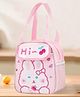 Purple Tots Kids Lunch Bag Cute Pet Cartoon Design, Thickened Insulated Handbag with Rabbit Print - Pink