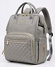 Purple Tots Height 15.6 Inches Baby Diaper Bag Backpack with Vegan Leather, Insulated Pockets and Laptop Compartment - Grey