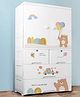 Purple Tots 6 Layer Kids Foldable Wardrobe  Plastic Almirah Storage Cabinet with Shelves & 3 Drawers, Cute Bear Design (White)
