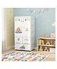Purple Tots 4-Level Kids Foldable Wardrobe  Plastic Almirah Storage Cabinet with Shelves & 3 Drawers, Lion Design - White 