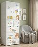 Purple Tots 7 Layer Kids Foldable Wardrobe  Plastic Almirah Storage Cabinet with Shelves & 5 Drawers, Cute Bear Design (White)