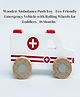 OPA Toys Wooden Ambulance Push Toy - Eco-Friendly Emergency Vehicle with Rolling Wheels for Toddlers I 18 Months +