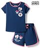 Babyhug Disney Single Jersey Knit Half Sleeves T-Shirt & Shorts Night Suit With Minnie Mouse Applique - Navy Blue