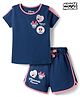 Babyhug Disney Single Jersey Knit Half Sleeves T-Shirt & Shorts Night Suit With Minnie Mouse Applique - Navy Blue