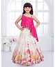 Ministitch Georgette Woven Sleeveless Floral Designed Sequins & Lace Embellished Lehenga Choli Set - Pink
