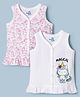 Doodle Poodle 100% Cotton Knit Sleeveless Unicorn Printed Jhablas Pack of 2 - White