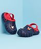 TRASE Sports Theme Applique Detailed Perforated Slingback Clogs - Navy Blue & Red