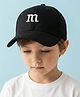 Vritraz Woven M Letter Embroidered Baseball Cap - Black - Circumference 52-56 Cms