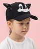 Vritraz Woven Animal Face Embroidered Baseball Cap - Black - Circumference 52-56 Cms