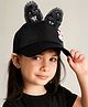 Vritraz Woven Bunny Applique Detailed Baseball Cap - Black - Circumference 52-56 Cms