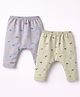 Pink Rabbit Sinker Knit Full Length Printed Diaper Leggings Pack of 2 - Green & Blue