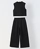 Spunkies Cotton blend Woven Sleeveless Solid Top & Pant Set - Black