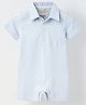Spunkies Cotton Jersey Knit Half Sleeves Striped Romper - Blue