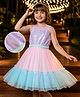 Hola Bonita Knit Sleeveless Party Dress With Belt & Sequin Embellishment - Pink