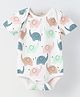 Spunkies Cotton Jersey Half Sleeves Elephants Printed  Onesie - White