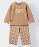 Spunkies Cotton Jersey Knit Full Sleeves Bunny Printed Tee & Pant Set - Beige