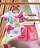NUTTY BUTTY Sinker Knit Half Sleeves Butterfly Printed Top & Shorts Set - Pink
