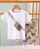 NUTTY BUTTY Sinker Knit Half Sleeves Vehicle Printed Tee & Shorts Set - Beige