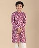 KISAH Cotton Blend Woven Full Sleeves Floral Printed Kurta - Hot Pink