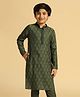 KISAH Blended Woven Full Sleeves Ethnic Motifs Printed Kurta - Olive