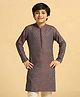 KISAH Blended Woven Full Sleeves Ethnic Motifs Printed Kurta & Pyjama Set - Magenta