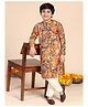 KISAH Cotton Blend Woven Full Sleeves Abstract Printed Kurta Pyjama Set - Mustard