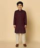 KISAH Blend Woven Full Sleeves Floral Embroidered Kurta & Pyjama Set - Magenta