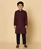 KISAH Cotton Blend Woven Full Sleeves Abstract Embroidered Kurta & Pyjama Set - Magenta
