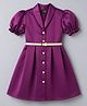 Hola Bonita Woven Half Sleeves Solid Party Wear Satin Dress With Belt - Wine