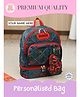 Rosada Glow Dino Print DIY Personalised Wonder Backpack with Alphabet Name Kit & Plush Keychain Insulated Bottom Lunch Compartment Water Resistant Polyester School Bag Navy Blue Medium - 13 Inches