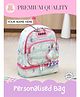 Rosada Aqua Girl Print DIY Personalised Wonder Backpack with Alphabet Name Kit & Plush Keychain Insulated Bottom Lunch Compartment Water Resistant Polyester School Bag Aqua Blue Medium - 13 Inches