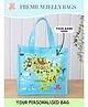 Rosada Blue Map Quest Print DIY Personalised Jelly Mini Tote Handbag with Alphabet Name Kit & Custom Name Keychain  Transparent Water Resistant Handbag