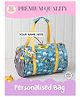 Rosada Wild Tribe Print DIY Personalised Duffle Bag with Alphabet Name Kit -Water Resistant Sports & Activity Bag for Boys & Girls with Adjustable Sling - Blue