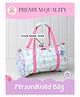Rosada Aqua Girl Print DIY Personalised Duffle Bag with Alphabet Name Kit -Water Resistant Sports & Activity Bag for Boys & Girls with Adjustable Sling - Aqua Blue
