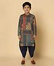 KISAH Cotton Blend Woven Full Sleeves Abstract Printed Kurta & Dhoti Set - Multi Colour
