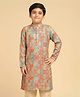 KISAH Blended Woven Full Sleeves Geometric & Floral Printed Kurta - Multi Colour
