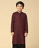 KISAH Blended Woven Full Sleeves Floral Embroidered Kurta - Maroon