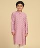 KISAH Cotton Blend Woven Full Sleeves Checked & Sequins Embellished Kurta - Onion-Pink