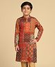 KISAH Cotton Blend Woven Full Sleeves Abstract Printed Kurta - Multi Colour