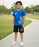 Ninos Dreams Single Jersey Knit Half Sleeves Teddy Bear Printed Tee & Shorts Set - Blue
