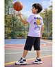 Ninos Dreams Single Jersey Knit Half Sleeves Basketball Printed Tee & Shorts Set - Mauve