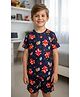 Ninos Dreams Single Jersey Knit Half Sleeves Reindeers Printed Coordinating Tee & Shorts Set - Navy Blue