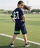 Ninos Dreams Single Jersey Knit Half Sleeves 67 Number Printed Tee & Shorts Set - Navy Blue