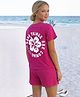 Ninos Dreams Single Jersey Knit Half Sleeves Floral Printed Tee & Shorts Set - Dark Pink