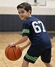 Ninos Dreams Single Jersey Knit Half Sleeves 67 Number Printed Tee & Shorts Set - Navy Blue
