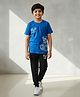 Ninos Dreams Single Jersey Knit Half Sleeves Teddy Bear Printed Tee & Joggers Set - Blue
