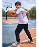 Ninos Dreams Single Jersey Knit Half Sleeves Basketball Printed Tee & Joggers Set - Mauve